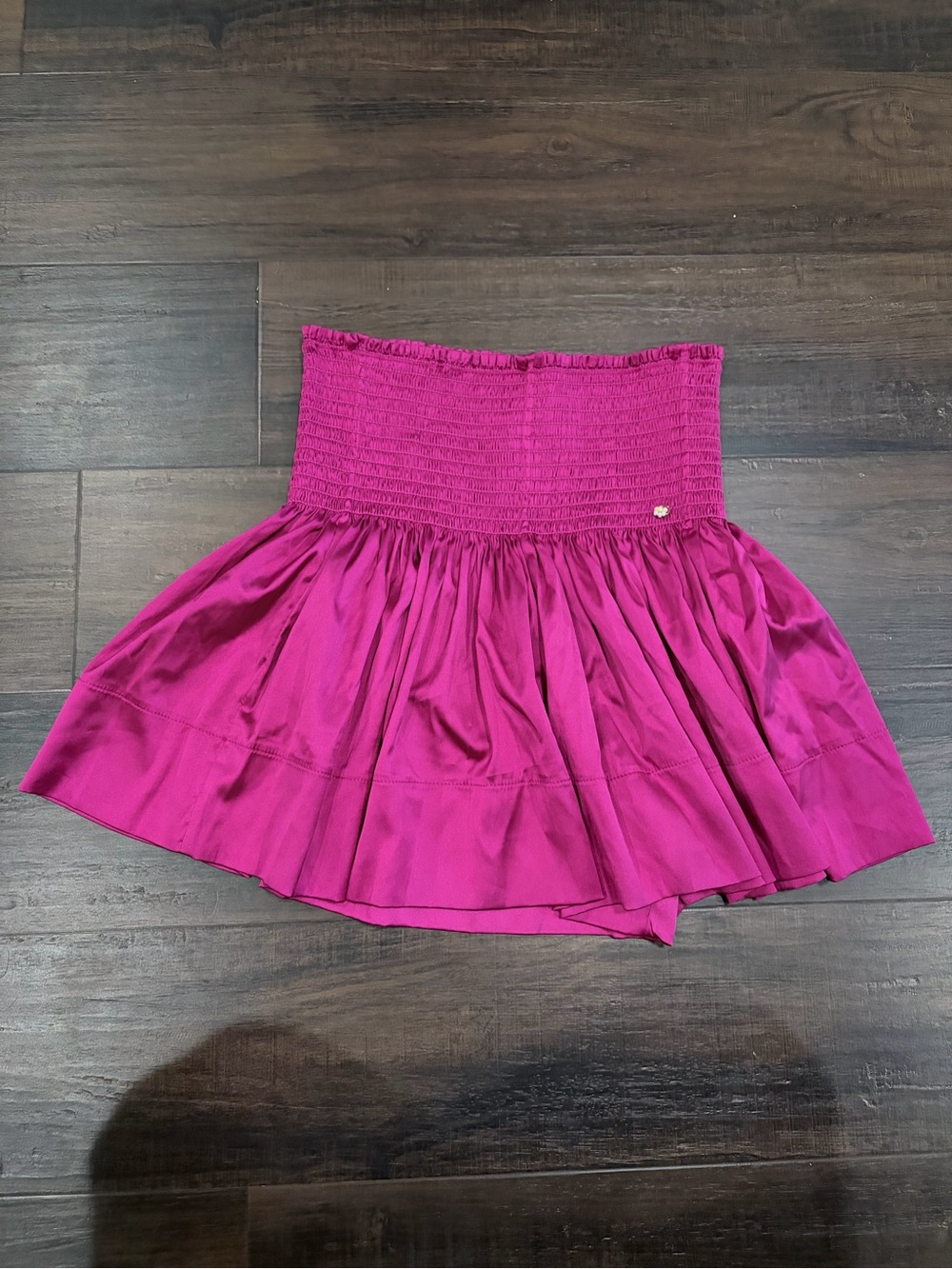 Natural Life Magenta High-Waisted Smocked Daisy Pleated Skort Small